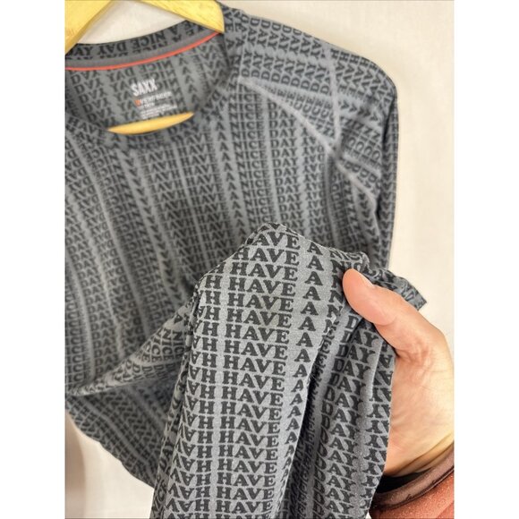 SAXX Viewfinder LS Crew Mens Medium Merino Blend Base Layer “Have A Nice Day” - Picture 2 of 5